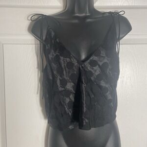 Victorias Secret Cami Women M Black Geometric Cropped Dainty Goth Grunge Top